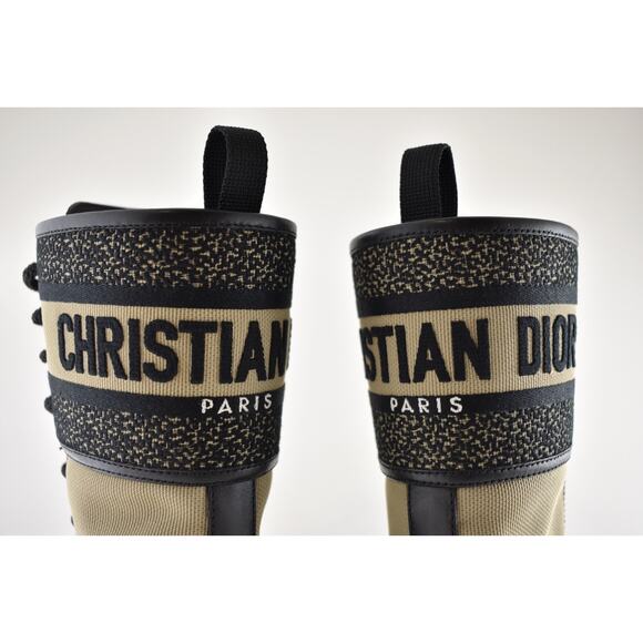 Dior D-Major Black Taupe Logo Military Combat Lace Up Tie Ankle Boots 38.5 - Picture 16 of 16